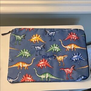 Pottery Barn Dinosaur Print Blue Pouch “Charlie” Monogram